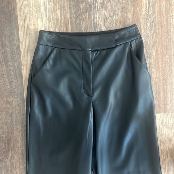 Express Super High Rise Faux Leather Flare Trouser - Picture 3 of 5